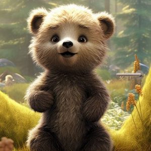 Deursticker / poster baby beer in het bos