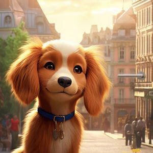 Deursticker / poster schattige hond in de stad