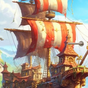 Deursticker / poster cartoon piratenschip