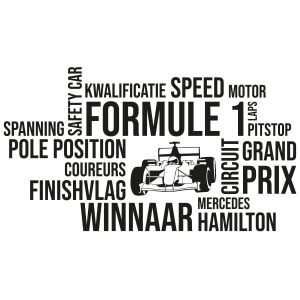 Formule 1 woord cloud, Hamilton – Muursticker