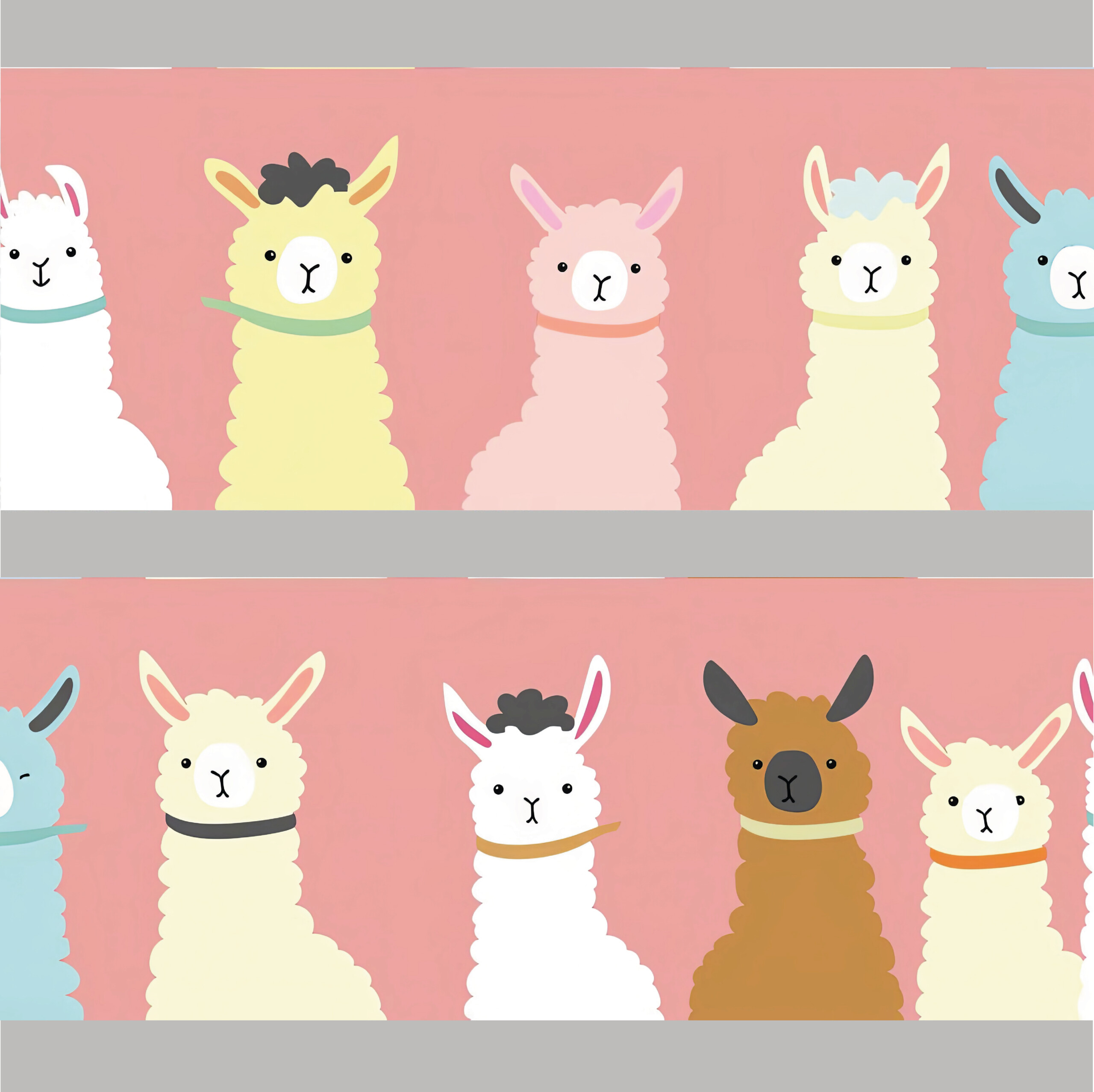 Zelfklevende behangrand alpaca pastelkleuren - Afbeelding 2