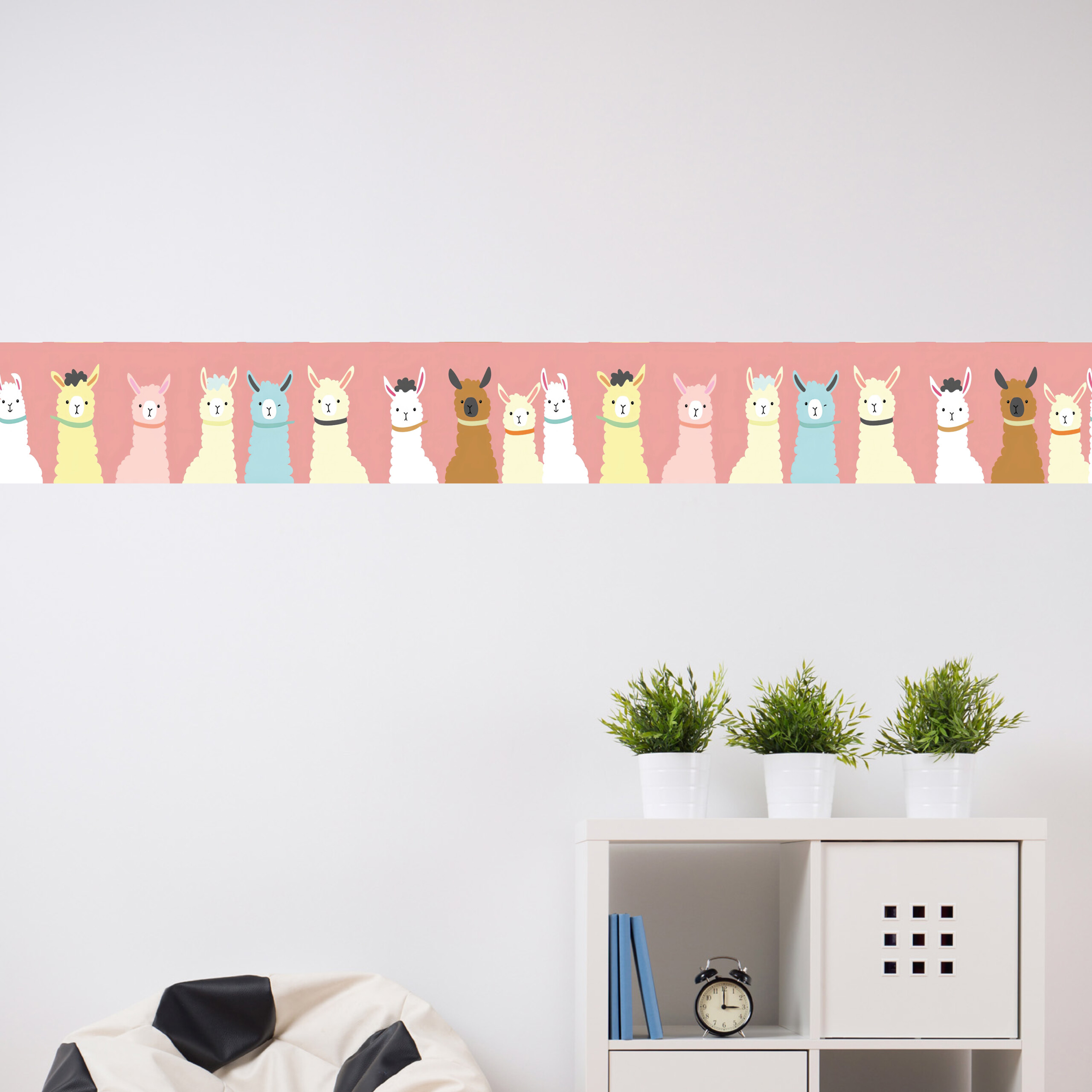 Zelfklevende behangrand alpaca pastelkleuren - Afbeelding 3