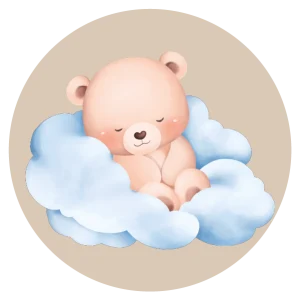 Beertje slapend op wolk – Muurcirkel sticker