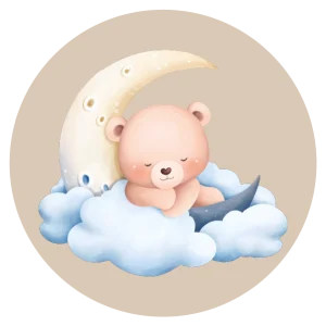 Beertje slapend op de maan – Muurcirkel sticker