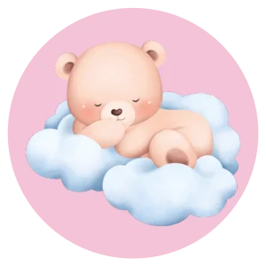 Beer op wolkje (roze) – Muurcirkel sticker