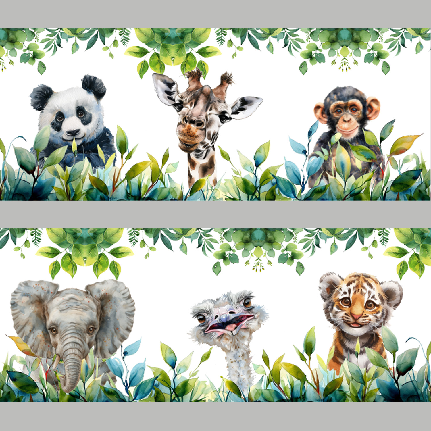 Behangrand kinderkamer dieren – Zelfklevende babykamer muursticker - Afbeelding 2