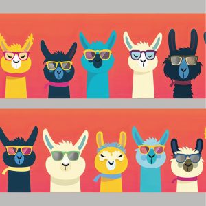 Zelfklevende behangrand coole lama’s