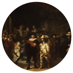 De Nachtwacht – Rembrandt van Rijn – Muurcirkel sticker