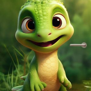 Deursticker / poster baby dino in de natuur