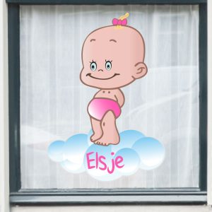 Raamsticker geboorte meisje met naam