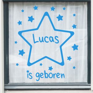 Geboortesticker met sterren en naam