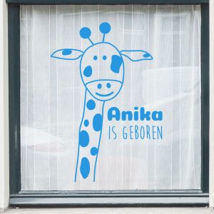 Geboortesticker giraffe met naam