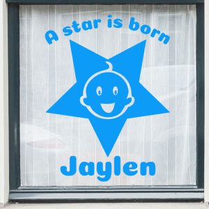 Geboortesticker raam “A star is born” voor een meisje of jongen