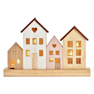 Houten straatje met LED-verlichting