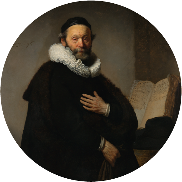 Johannes Wtenbogaert – Rembrandt van Rijn – Muurcirkel sticker - Afbeelding 2