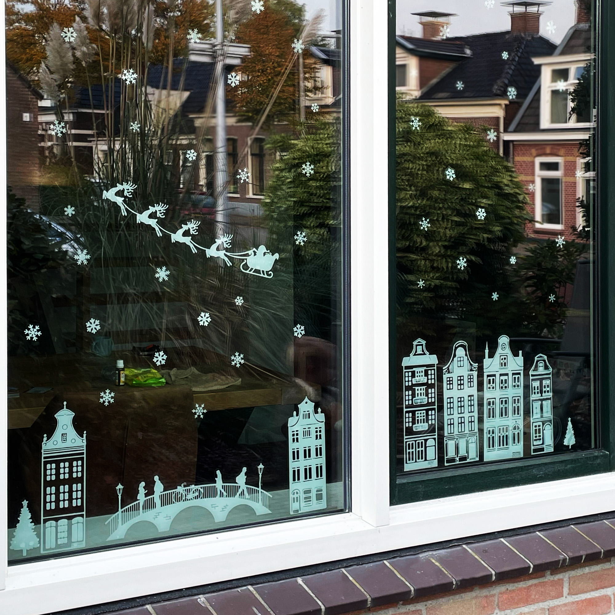 Raamstickers KERST wit groot 120cm bij 80cm – Herbruikbare statische raamdecoratie - Afbeelding 3