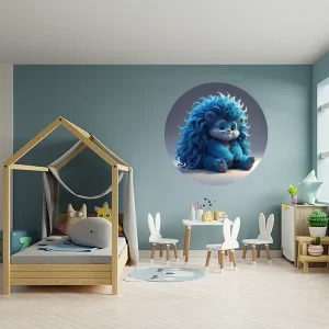 Blauw fantasie diertje – Muurcirkel sticker