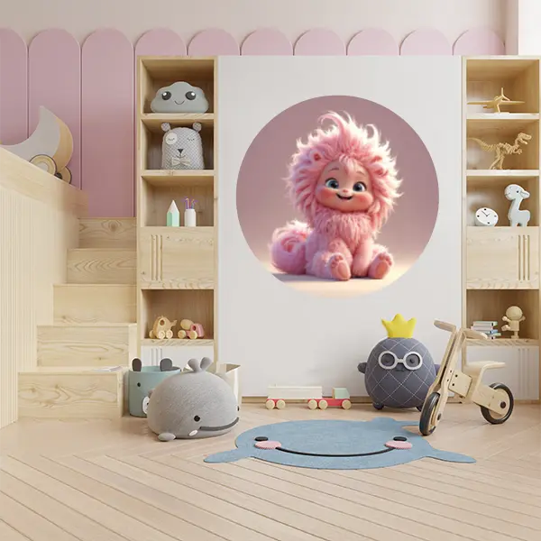 Roze fantasie popje – Muurcirkel sticker - Afbeelding 2