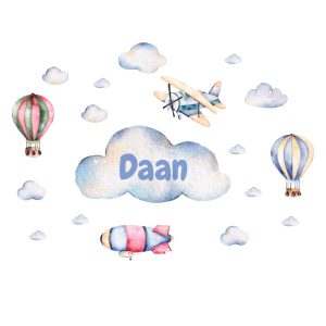 Muursticker luchtbalonnen met naam