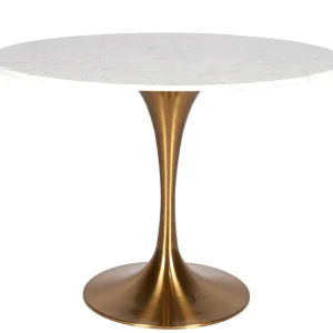 Mesa comedor Tuli inox dorada tapa mármol blanco/negro Ø 80-90-100-110-120 cm