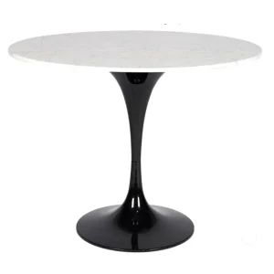Mesa comedor Tuli negra tapa mármol blanco/negro Ø 80-90-100-110-120
