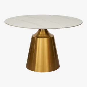 Mesa de Comedor 130Ø dorada Onix Piedra Sinterizada