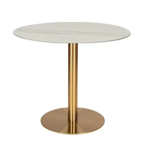 Mesa de comedor inox dorada redonda piedra sinterizada D80-90-100