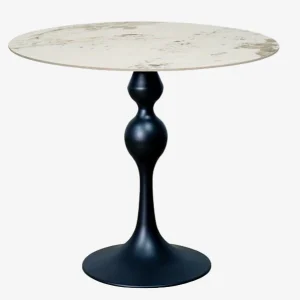 Mesa de comedor Ø80 Tuli torneada piedra sinterizada