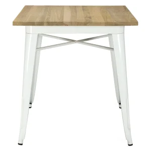 Mesa Estilo Tolux Madera clara blanca 70x70