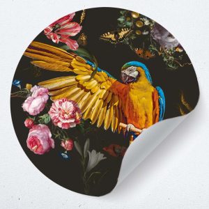 Muurcirkel papegaai met bloemen