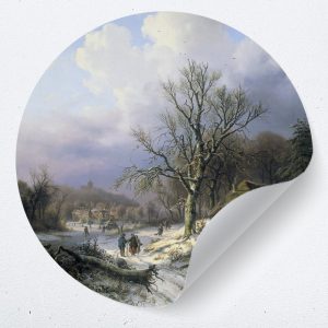 Muurcirkel “Sneeuwlandschap, Alexander Joseph Daiwaille”