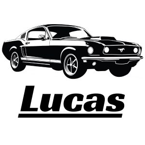 Muursticker raceauto met naam