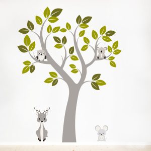 Muurstickers babykamer boom met dieren
