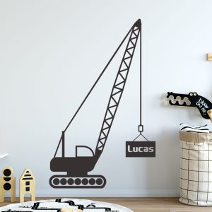 Muursticker hijskraan met naam