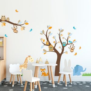 Muursticker boom met dieren