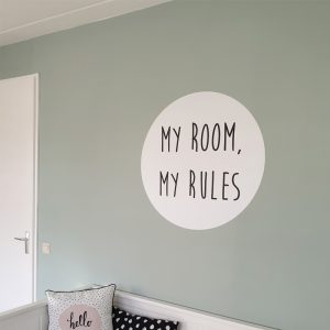 Muursticker cirkel “My room, my rules”