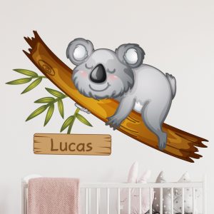 Muursticker koala beer met naam