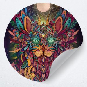 Muurcirkel van een psychedelische kat