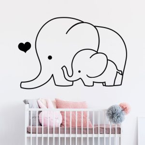Muursticker olifant met baby – geheel naar wens