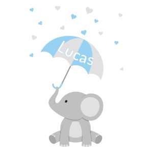 Muursticker olifant met naam