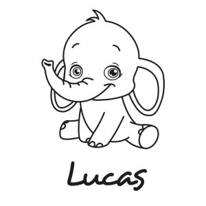 Muursticker olifant met naam