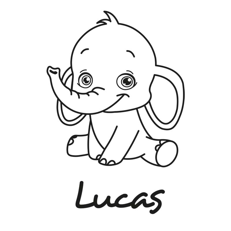 Muursticker olifant met naam