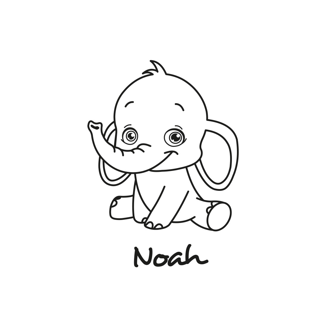 Muursticker olifant met naam - Afbeelding 4