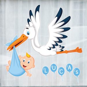 Geboortesticker ooievaar met naam – Statische & herbruikbare geboortesticker