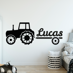 Muursticker tractor met naam