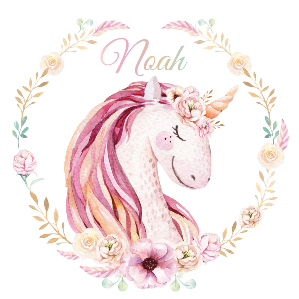 Muursticker unicorn met naam – eenhoorn