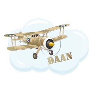 Muursticker leger vliegtuig met naam