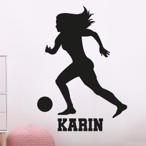 Muursticker voetbal vrouw