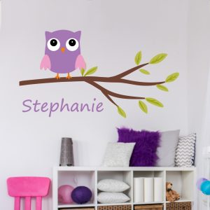 Naam muursticker met uil