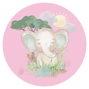 Olifantje zittend (roze) – Muurcirkel sticker